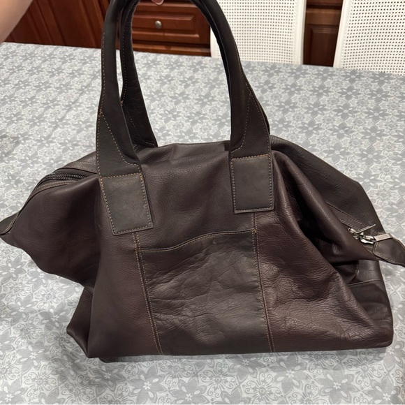 Kenneth Cole Reaction Dark Brown Leather Tote - Picture 1 of 3